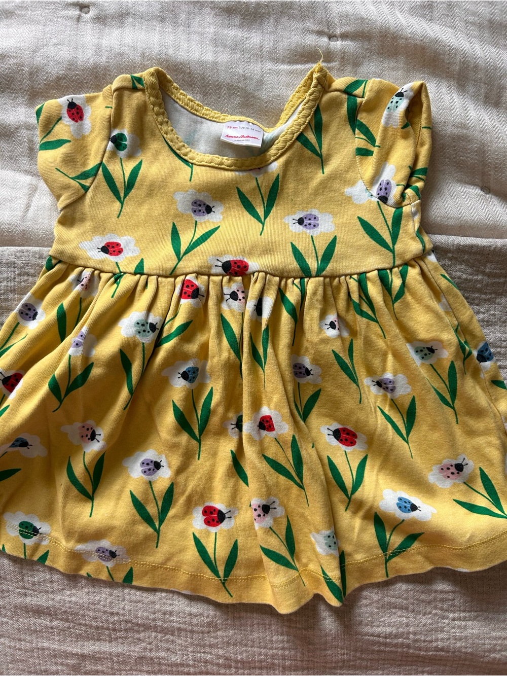 Hanna Andersson Yellow Floral Ladybug Cotton Dress